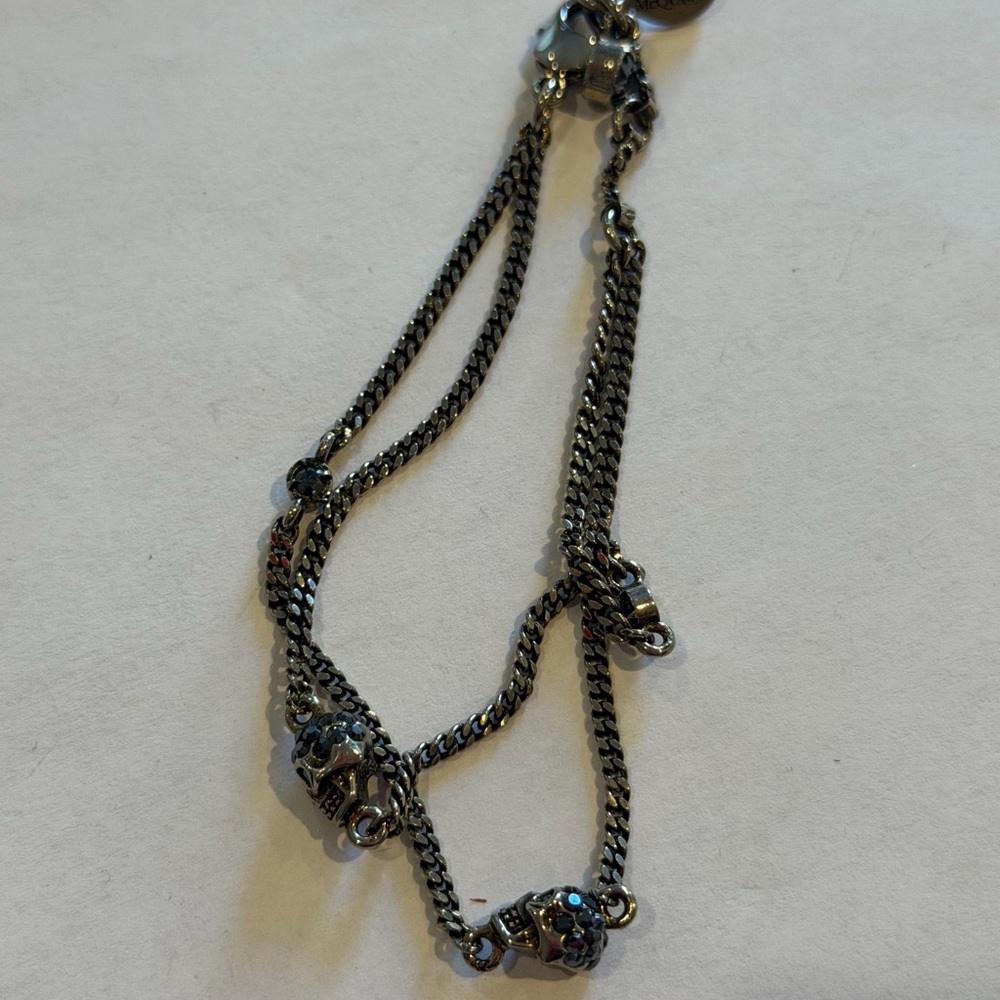 Alexander McQueen Elegant black Chain Bracelet with Skull Accents